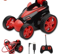 Gooyo DB2060 Rotating & Rolling Rechargeable Small Stunt Racing Car Toy Comes with USB Charging Cable & Remote Controller | Red Color, Power Source: Lithium Rechargeable Battery for Car (Included)