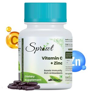 Sprowt Plant-Based Vitamin C with Zinc Supplement with added Spirulina 30 Capsules