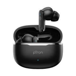 pTron Bassbuds Eon in-Ear TWS Earbuds w/ 13mm Drivers, 45Hrs Playtime, Dual HD Mic & TruTalk AI-ENC Calls, Custom EQ,Mobile App, Bluetooth v6.0 Headphones,Voice Assist., Type C Charging & IPX5 (Black)