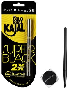 Maybelline New York Colossal Kajal, Super Black, 0.35G And Lasting Drama Gel Eyeliner ,Blackest Black, 2.5G, Glossy Finish