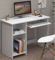 Callas Engineered Wood Computer Desk with Keyboard Tray – Small Modern Writing Desk for Home Office, Bedroom, or Living Room – Sturdy & Simple Laptop Table (CB-ST-04-White)