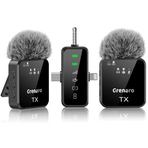 GRENARO Mic for YouTube Wireless, Dual Lapel Wireless Microphone 