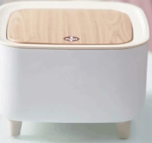 Mini Portable Tabletop Dustbin, Mini Trash Can with Lid  (Square Press - White)