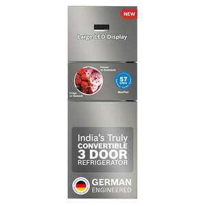 Bosch 303L, 3 Star, MaxFlex Convert Frost Free Triple Door Refrigerator (Shiny Silver)