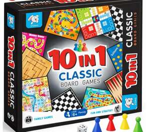 Storio 10-in-1 Classic Board Games for Kids 5+ Years 