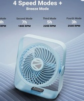 ZEBRONICS Portable Desk, Upto 13h Backup, 3600mAh Rechargeable Battery, 4 Speed Modes Zeb-Heat Buster 300 USB Fan (Blue)