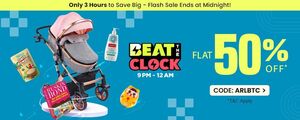 Firstcry - Beat The Clock- Flat 50% OFF* on Select Range