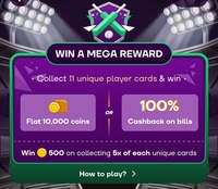 Navi Powerplay : Collect 11 Unique Player Cards and Win 100Rs or 100% Cashback on Bills 