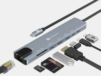 Portronics Mport 8 USB-C Hub, 8 Port, HDMI, Ethernet, USB, Card Reader, Type-C PD & Data, POR-2149 USB Hub 