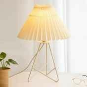 Homesake Retro Metal Table Lamp | Bedside Gift for Living Room & Home | Cream Pleated