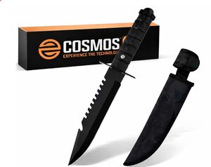E-COSMOS® Carbon Steel Utility Knife,Sharp Black Kitchen Knife with Protective Sheath, Ergonomic Handle for Slicing Fruits, Vegetables, and Meat, 1-Piece