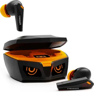 TRIGGR Kraken X1 Plus with Dual Pairing, Battery Display, Quad ENC, 70H Battery, v5.3 Bluetooth (Black Inferno, True Wireless) 