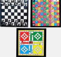 shri shyam traders super combo pack of ludo +chess +snakes and ledders 15 cm Chess Board (Multicolor)