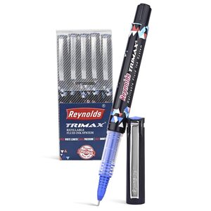 Reynolds TRIMAX RollerBall Pen SET - 5 PENS BLUE 5 mm TIP SIZE