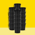 Plastic Flower Pots 6 Inch | Black Nursery Plant Pots for Indoor & Outdoor Gardening | Lightweight, Durable Pots with Drainage for Seeds, Succulents & Saplings | Pack of 10 