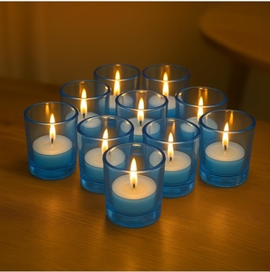 Pure Source India Tea Light Votive Glass Candle Holders (Pack of 12, Blue)