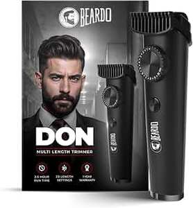 Beardo Don Trimmer for Men | 90 min Run Time | 20 Length Settings | Cordless | Washable Stainless Steel Blades