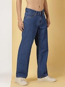 Thomas Scott Men's | Relaxed Fit | Mild Wash | Wide Leg | Baggy fit | Casual | Jeans for Men (TSJ079_Midblue_38)