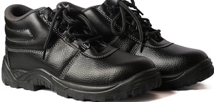 HEALTH SAFE High Ankle Steel Toe Safety Shoes (UK-10,Black)