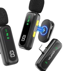 VELOMAX Mic for YouTube Wireless, Noise Reduction Magnetic Clip Wireless Microphone