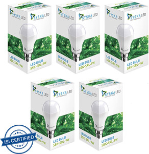 Syska 9 W Basic Standard B22 LED Bulb (White, Pack of 5)