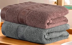 Kuber Industries Pack of 2 Cotton Hand/Face Towels - Grey & Brown