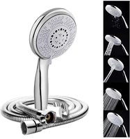 ABS 5 Mode Multi Function Bathroom Hand Shower set with Aeration,Massage & Rain functions with SS-304,1.5 Meter tube & Wall Hook (Chrome)