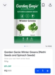 Instamart | Garden Genie Winter Greens (Methi Seeds and Spinach Seeds) Pack of 2