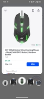 ANT GM45 Optical Wired Gaming Mouse - Black | 3600 DPI 3 Button | Rainbow Backlit on Instamart