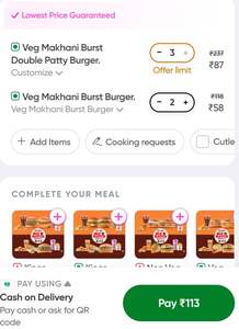 Toing + Burger king get 5 burger in 113