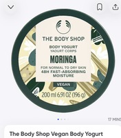 The Body Shop Vegan Body Yogurt Moringa Cream For Normal To Dry Skin |  48 Hr Moisture 200ml