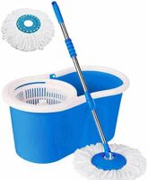 Ayush Premium 360 Degree Self Spin Wringing With 2 Super Absorbers Mop Set, Mop, Cleaning Wipe Mop Rod (Blue)