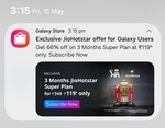 JioHotstar  Subscription Super Rs 119 only for 3 Months - Only Samsung Users  Using Galaxy Store App