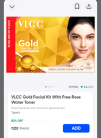 Instamart | VLCC Gold Facial Kit With Free Rose Water Toner | PRICE DROP 