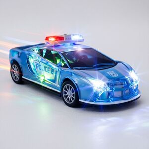 3D Police Friction Car Toy with Lights & Music 