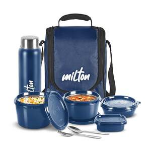 MILTON Pro Lunch Box, 3 Microwave Safe Inner Steel Containers (180 ml, 320 ml, 450 ml)