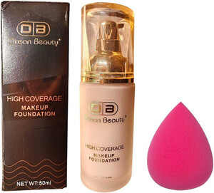 OCEAN BEAUTY Long Lasting Skin Finish Full High Coverage Matte Finish Foundation Blender Foundation (Beige, 50 ml)