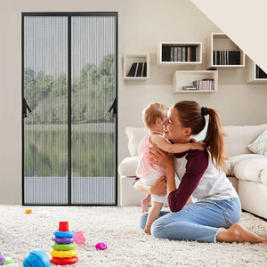 KARP 200 cm (7 ft) Door Polyester Semi Transparent Curtain Single Curtain (Black, Striped)
