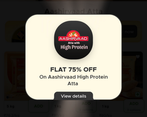 Blinkit × Aashirvaad Spin & Win ( Free 5kg Aashirvaad Atta and more) (update: Check now, it's working for a few)