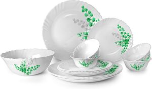 Cello Opalware Aqua Leaves Dinner Set, 13- Units