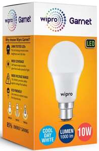 wipro Garnet 10W LED Bulb for Home & Office |Cool Day White (6500K)