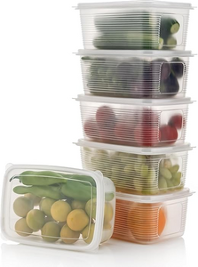 Fridge Storage Containers with Secure-Sealing Lids Keeps Food Fresh Longer (Set of 4)