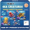 Butterfly EduFields 4-in-1 Sea Creatures Jigsaw Puzzle Set for Kids Age 3-7 | 38 Pcs Brain-Boosting Puzzle Toy with Coloring Worksheets for Boys & Girls | Preschool Learning