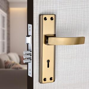 Milton Mortise Lock Set with Door Handle, Black Gold Finish, 7 Inch