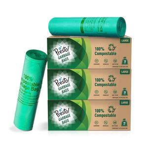 Presto! Amazon Brand - 100% Compostable Garbage Bags | Large (L) | 30 Counts 