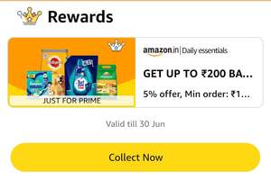 Amazon Daily Essentials -Get 5% back Up to ₹200 on minimum 1799 