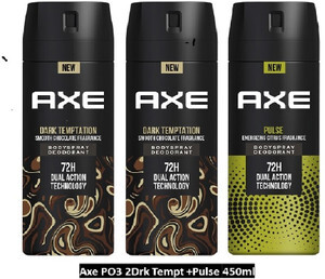 AXE Dark Temptation + Pulse Deodorant Pack of 3 (150ml Each)