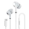 Kratos Tune V5 C Type Earphones Wired, 13mm Bass Drivers Earphone, Inline Control Type c Headphones with Mic, Sweat Resistant, Comfort Fit Type c Earphone with Volume Control,Metallic c pin Earphones