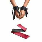 [18+] | Zepto | SVISH Veil Velvet Soft Blindfold with Handcuffs for Sensory Play | Red and Black