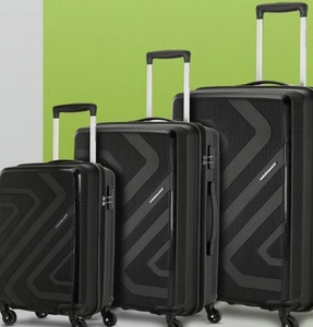  Set of 3 Luggage 4 Wheels - Combination Lock-Kiza(Small55Cm|Medium68Cm|Large79Cm) - Black